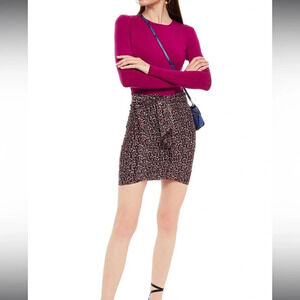 BA&SH Dina belted printed metallic chiffon mini skirt 2